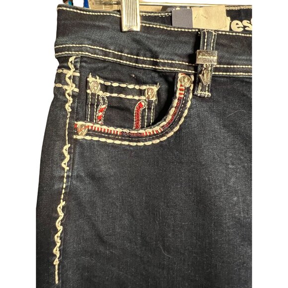 NWT Western Blue Jeans Size 13 Boot Cut Dark Wash Horse Shoe Design - Picture 15 of 16